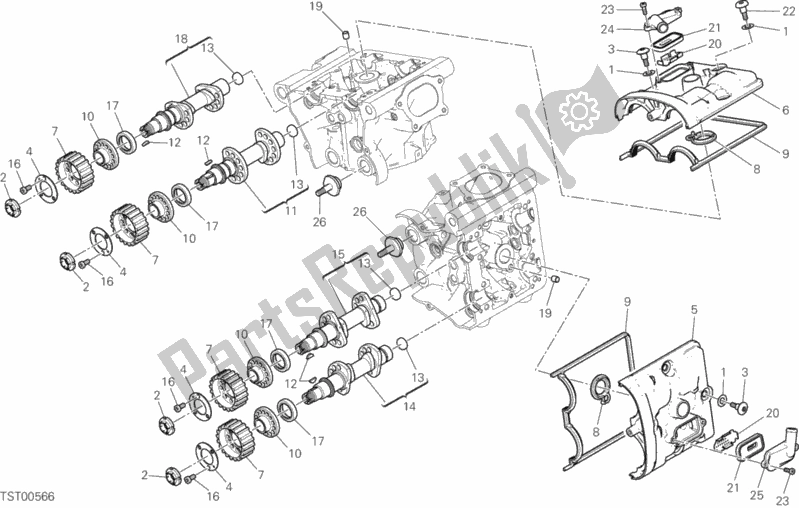 Alle onderdelen voor de Cilinderkop: Timing Systeem van de Ducati Monster 1200 25 TH Anniversario USA 2019